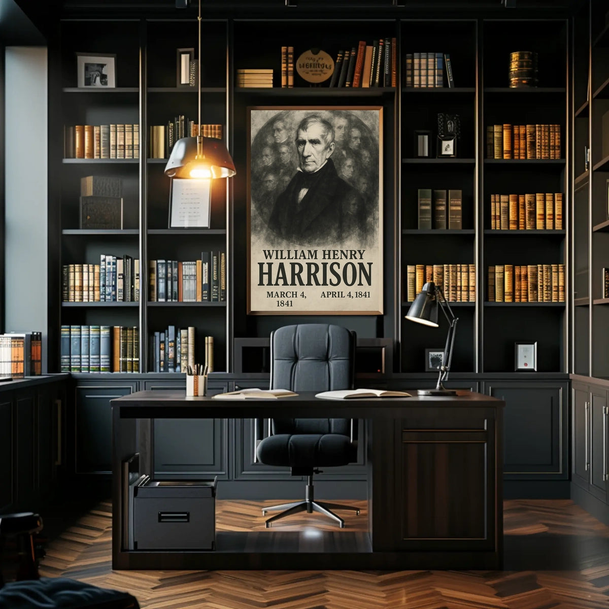 William Henry Harrison 9th President of the United States Double Exposure Poster