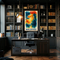 Maldives Color Splash Tropical Escape Beach Dreamscape Coastal Art Gallery Poster
