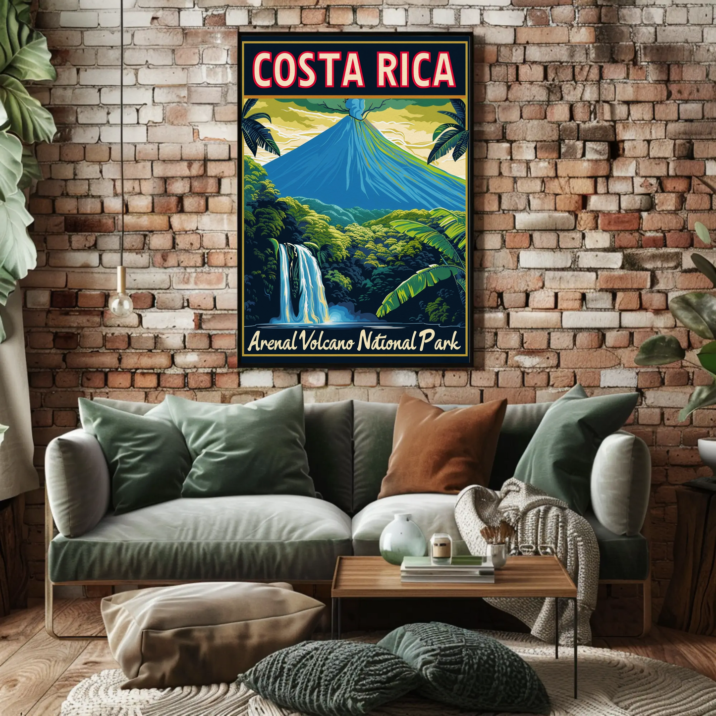 Costa Rica Arenal Volcano National Park Vintage Style Poster