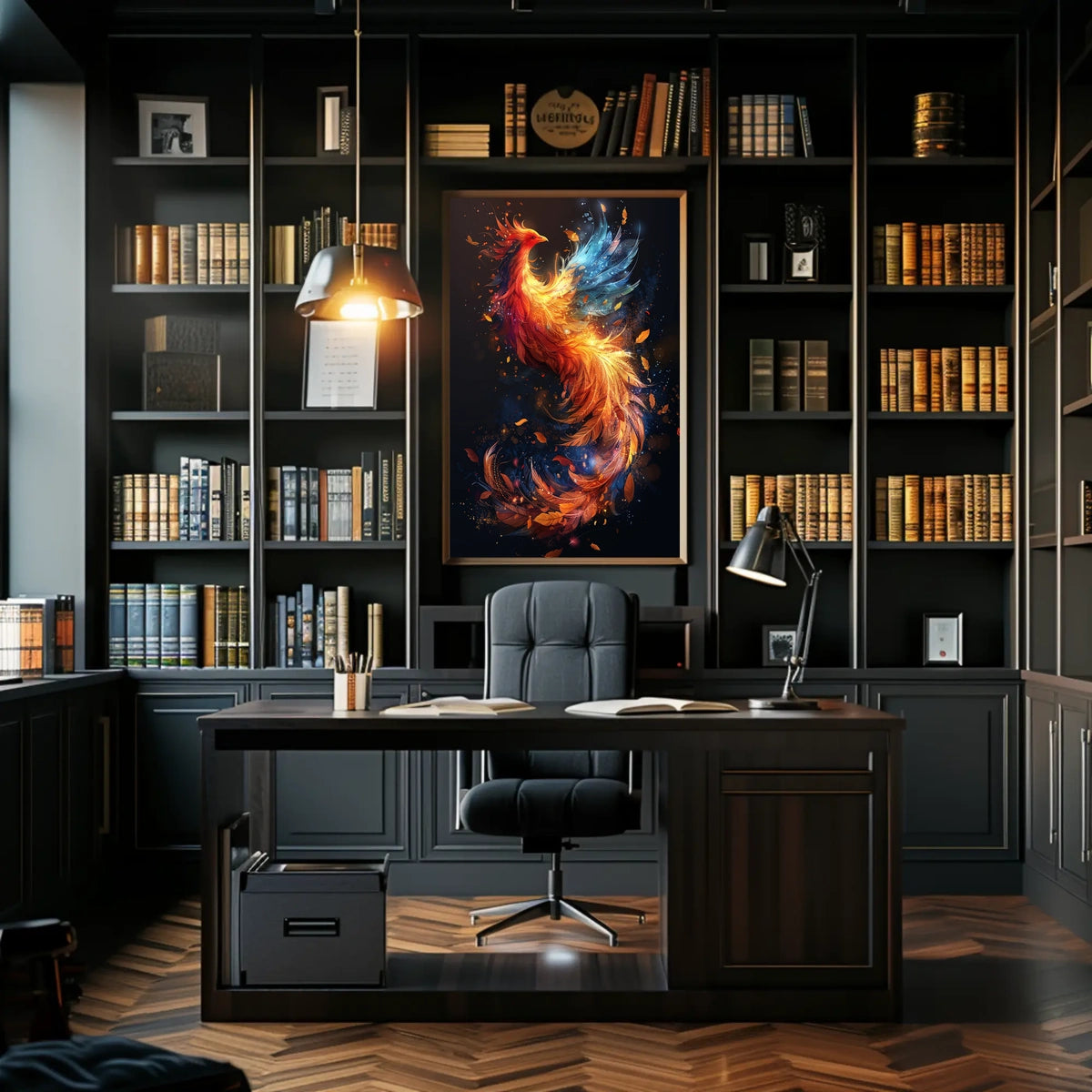 Majestic Phoenix in Flight: Mystical Art Poster