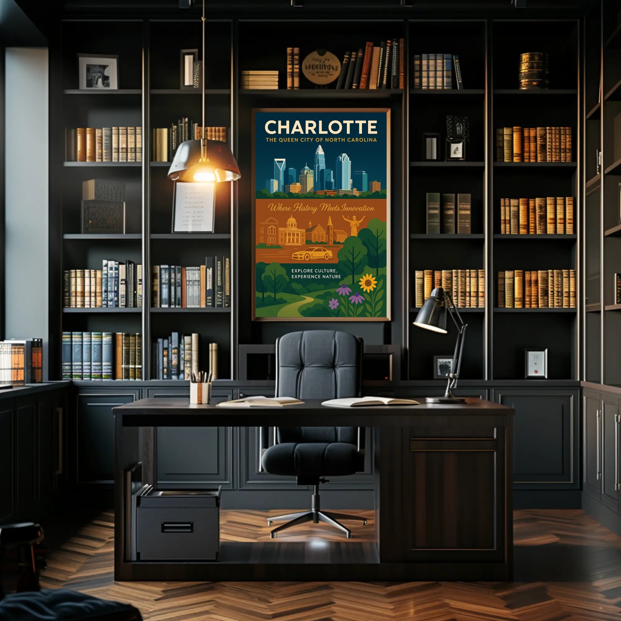 Charlotte's Skyline and Heritage Urban or Cityscape Poster PosterGoat