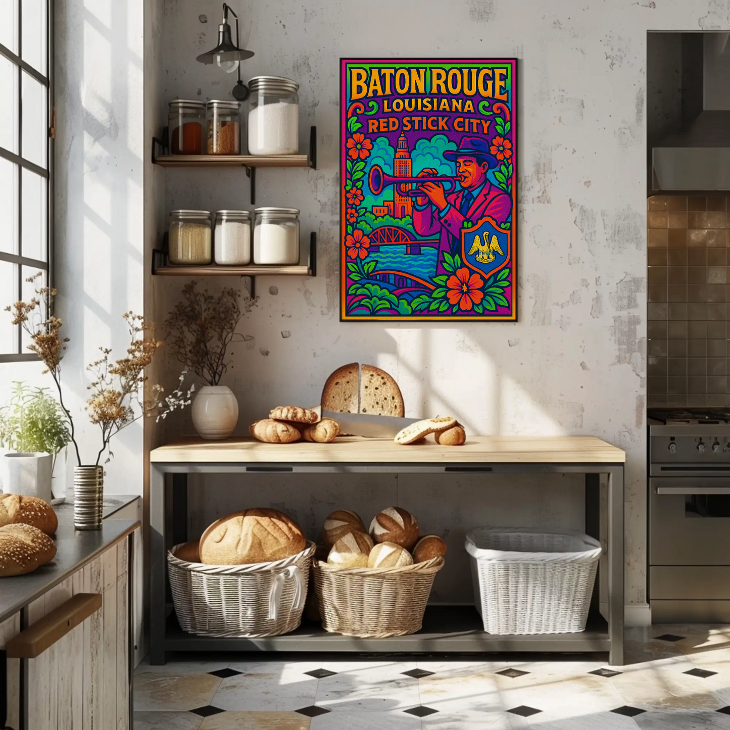 Baton Rouge Red Stick City Travel Poster