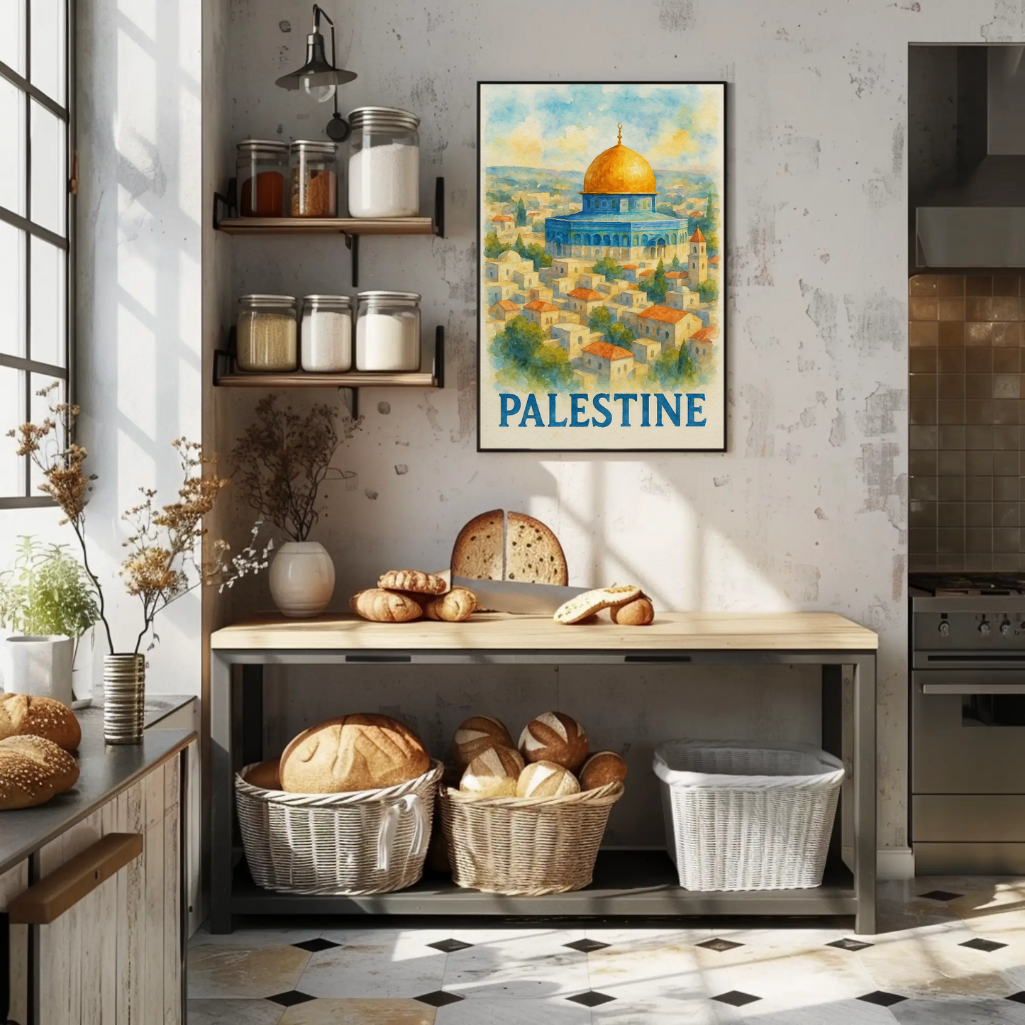 Palestine Dome Over Hills Travel Poster