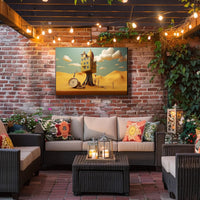 Surreal Dreamlike Landscape with Elevated House Artistic Poster