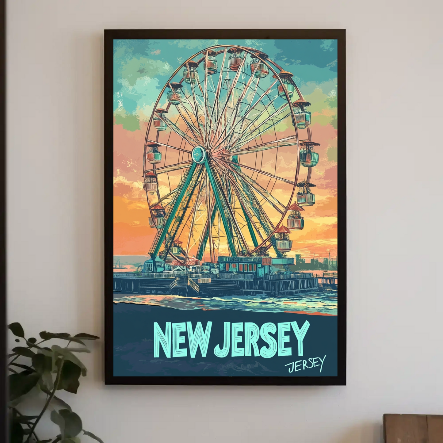 New Jersey Boardwalk Vintage Travel Poster