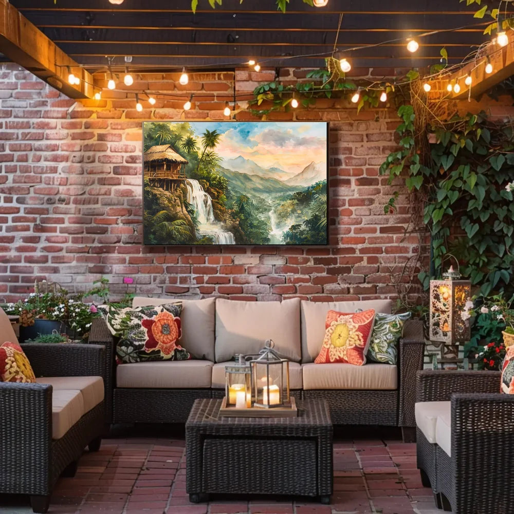 Serene Jungle Waterfall Escape Art Poster