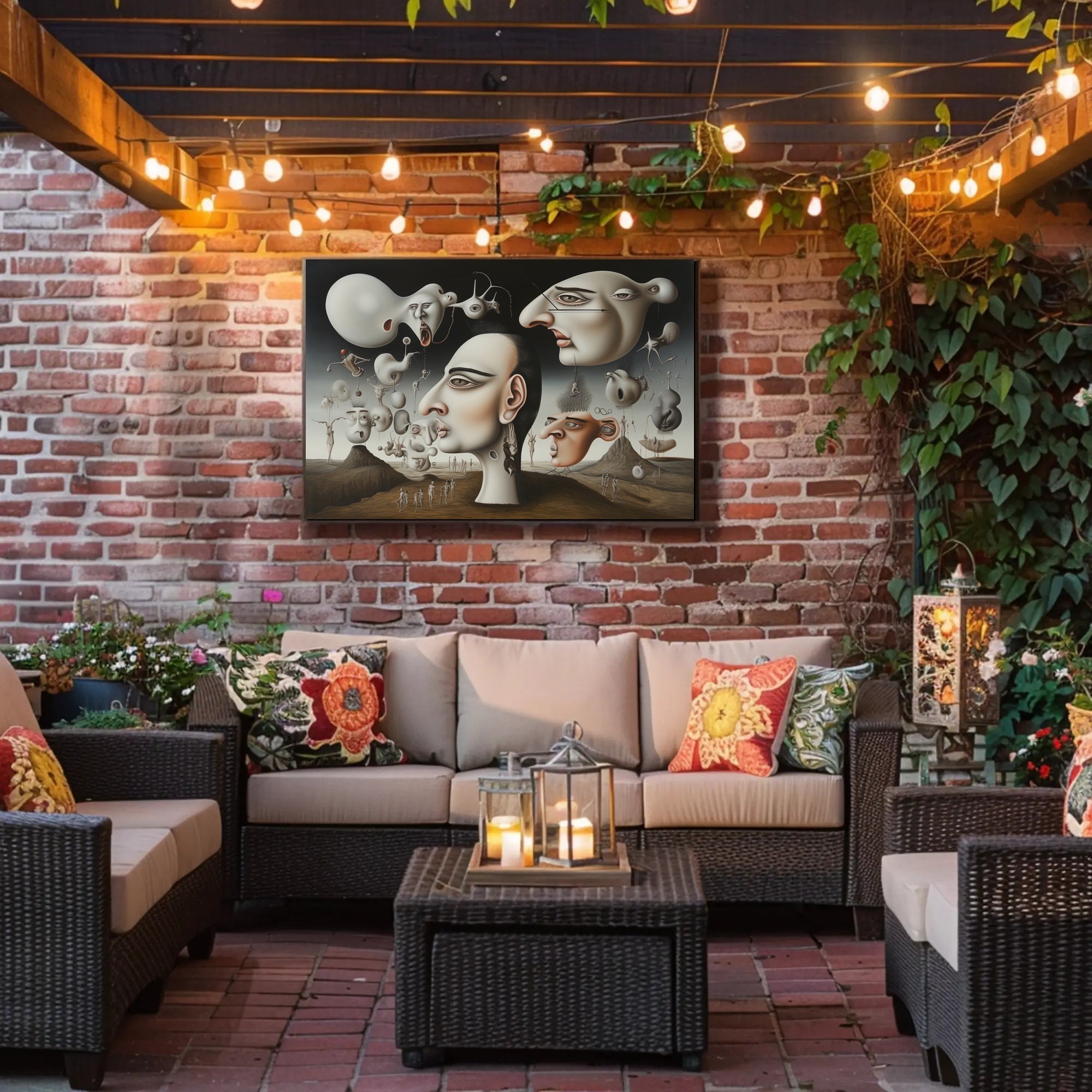 Surreal Dreamscape with Anthropomorphic Faces, Abstract or Artistic Poster