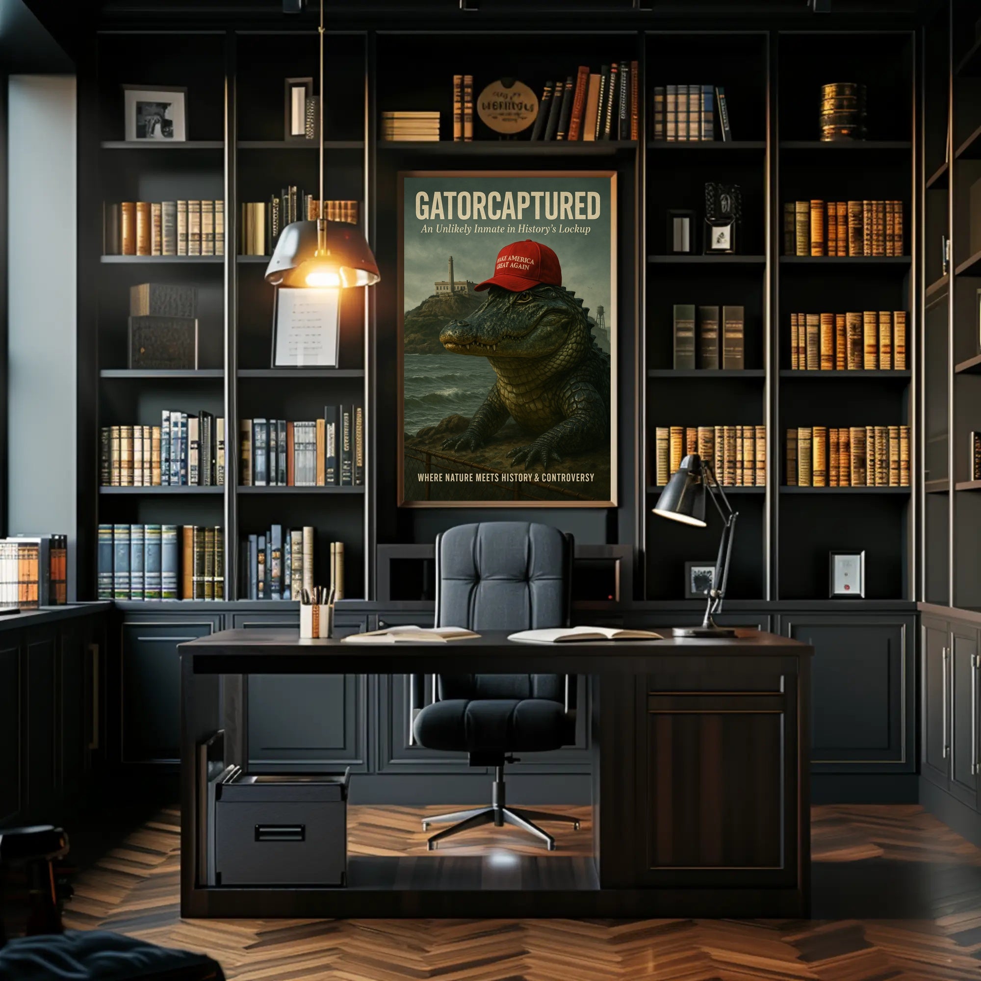 Alligator in Red Cap Political or Propaganda Poster PosterGoat