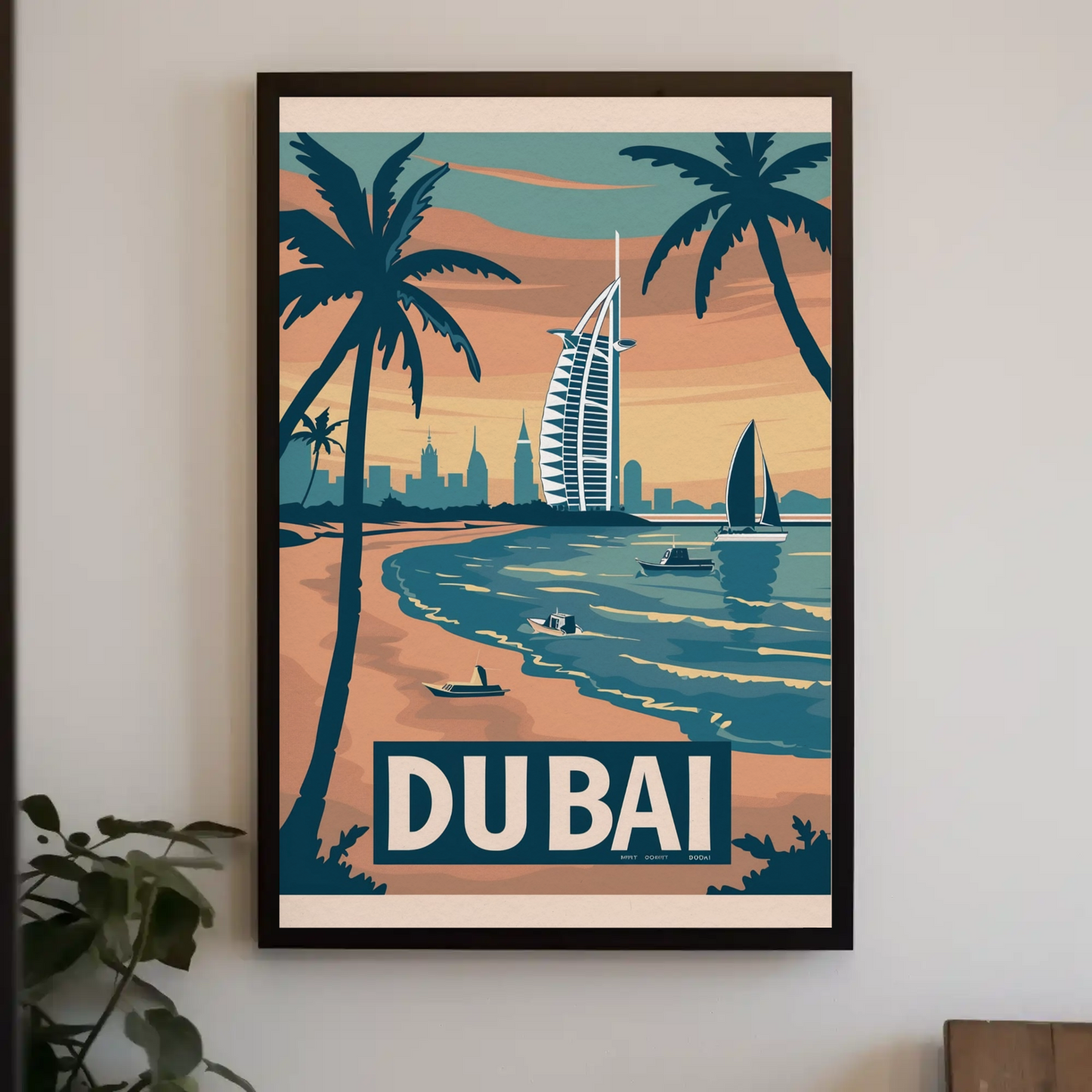 Dubai Beach Vintage Poster