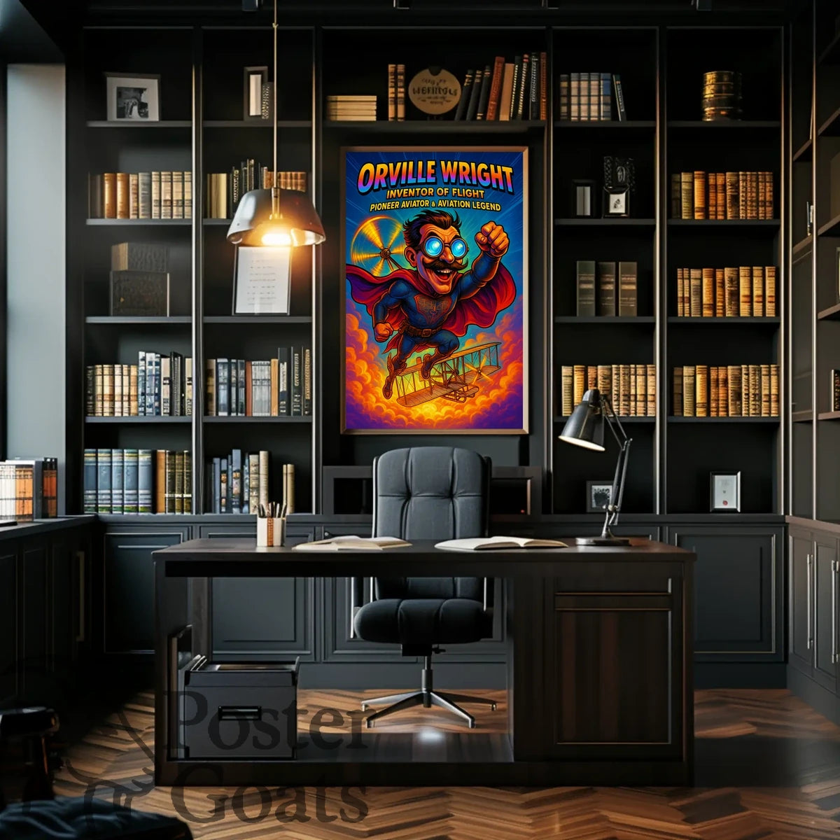 Orville Wright Comic Superhero Aviation Poster