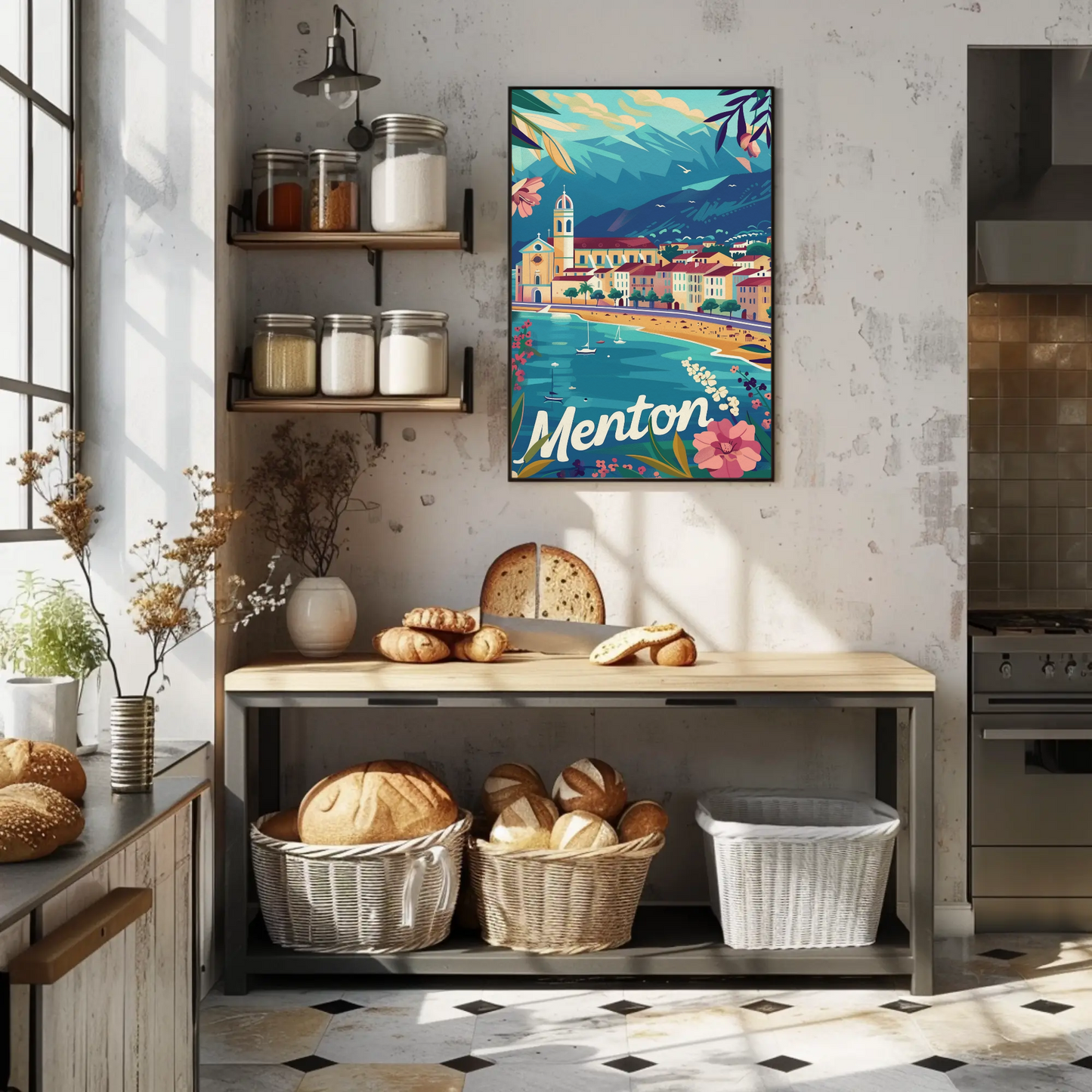 Menton French Riviera Coastal Town Travel Poster