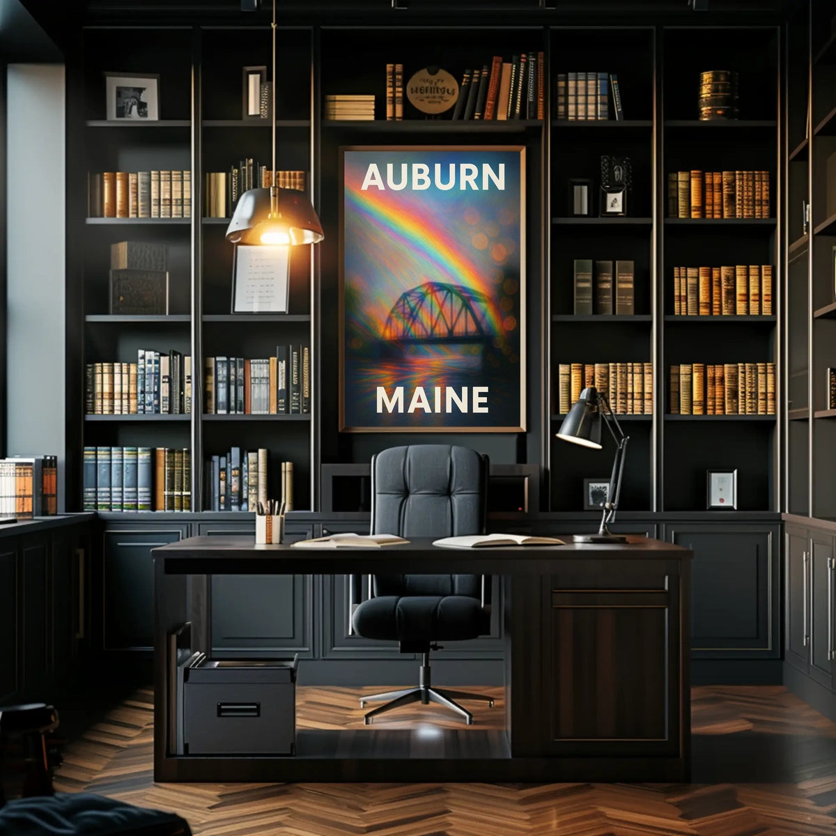 Auburn Maine Rainbow Bridge Photography Wanderlust Poster