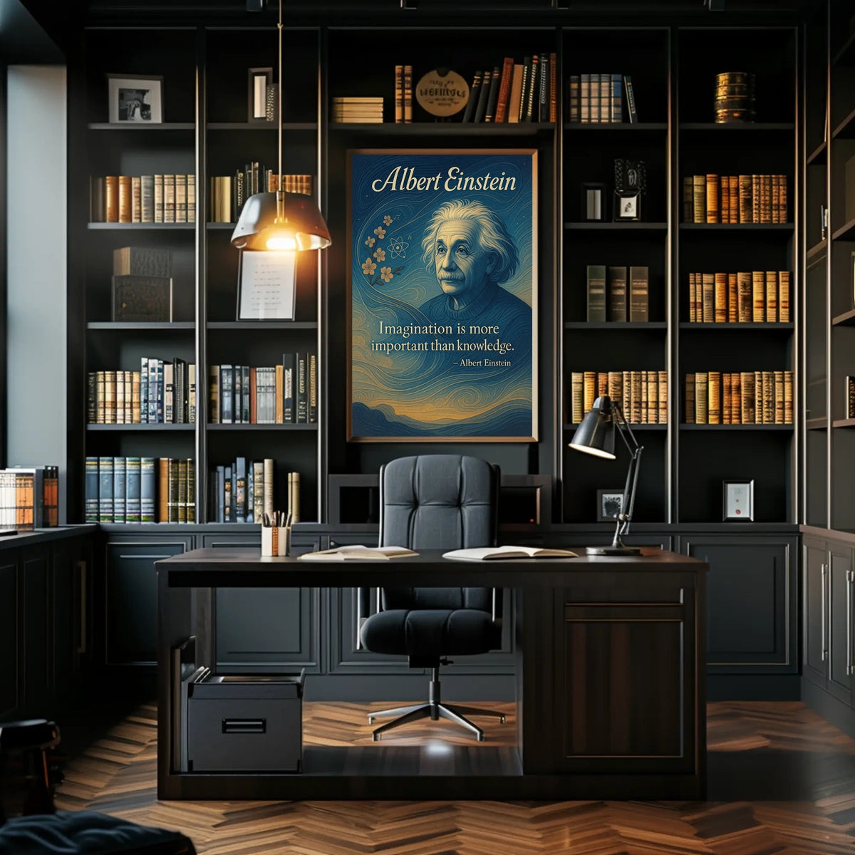 Albert Einstein Imagination Over Knowledge Poster