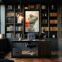 Lizard and Flowers: Ethereal Nature Art Poster PosterGoat