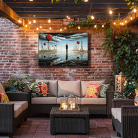 Enigmatic Reflection: Surreal Landscape with Timeless Figure Poster