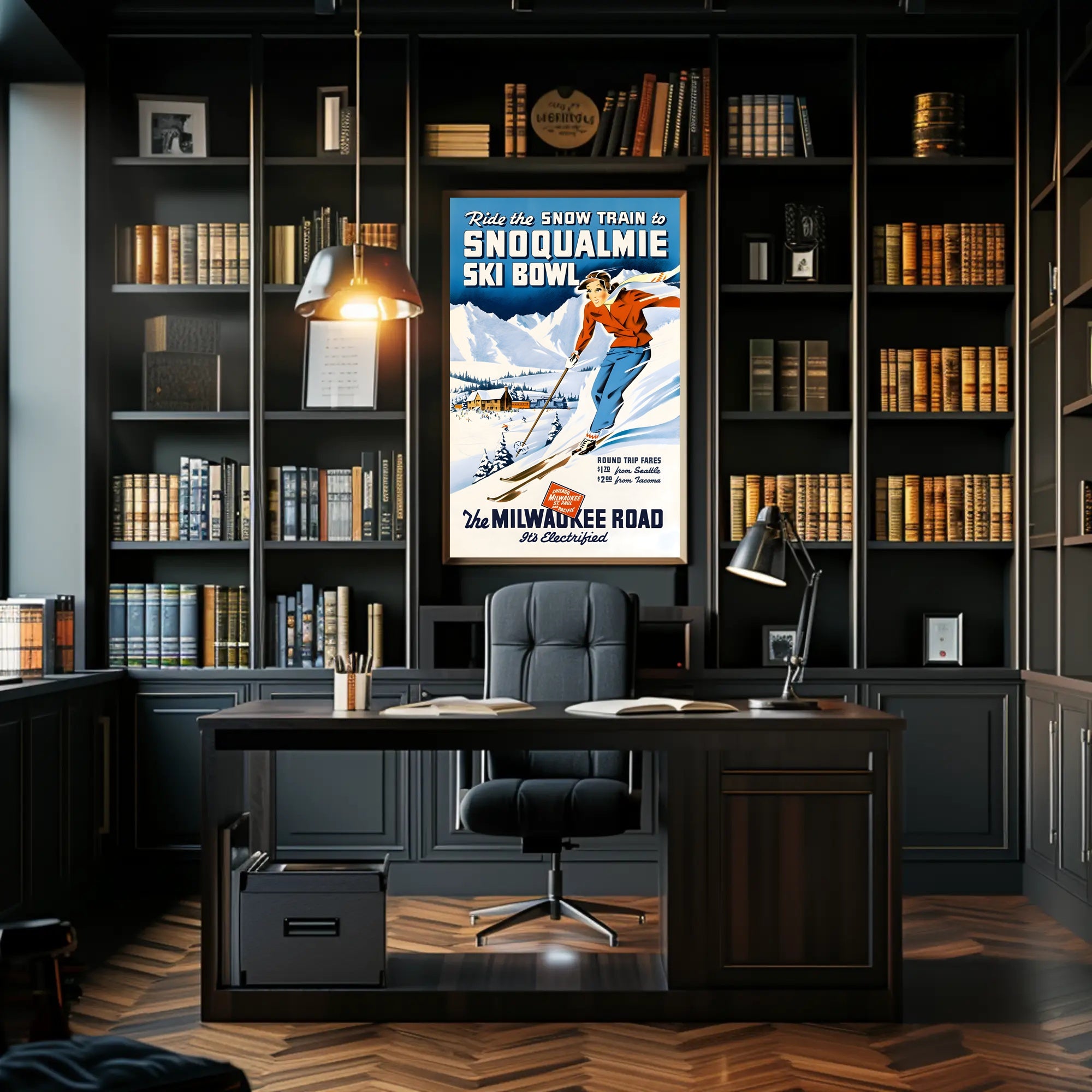 Vintage Snoqualmie Ski Bowl Adventure Travel Poster PosterGoat