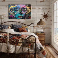 Surreal Vibrant Collage Poster with Colorful Eyes