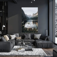 Majestic Mountain Landscape Poster with Tranquil Lake