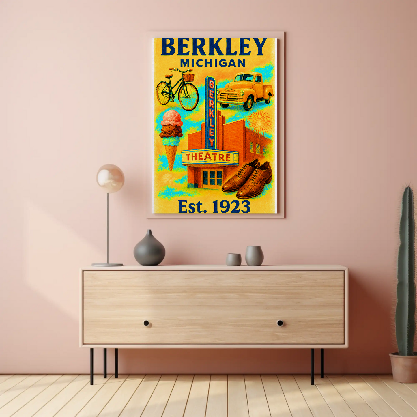 Berkley Michigan Wall Art Vintage Travel Poster