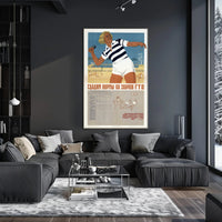 Vintage Soviet Athletic Propaganda Poster with Beachbackdrop