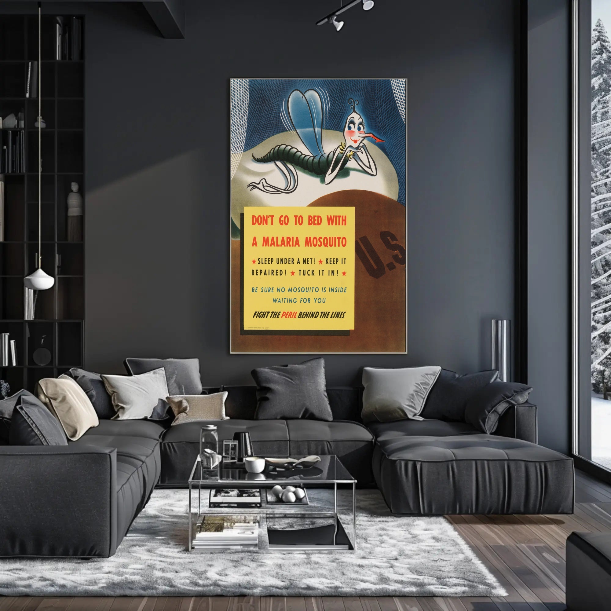 WWII Malaria Awareness Mosquito Net Poster PosterGoat