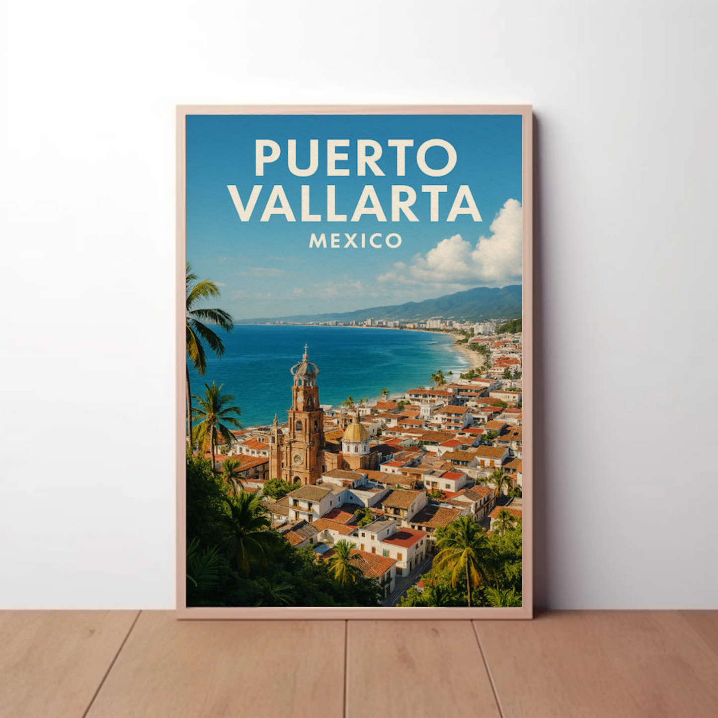 Puerto Vallarta Mexico Aerial Beach View Travel Poster