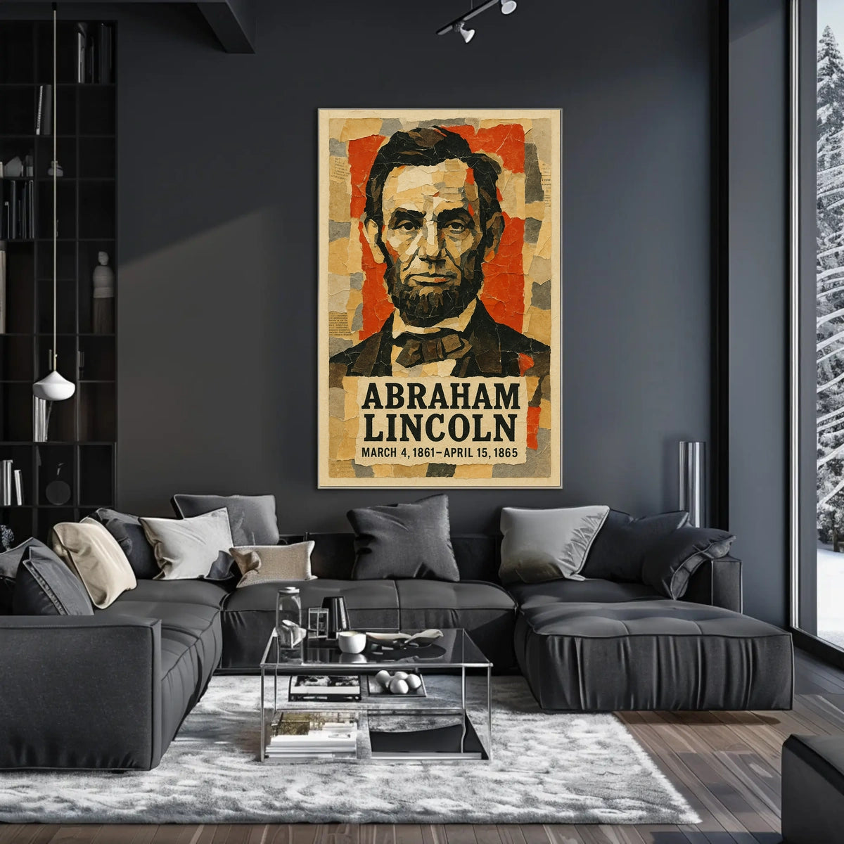 Abraham Lincoln 16th President of the United States Layered paper Collage Poster