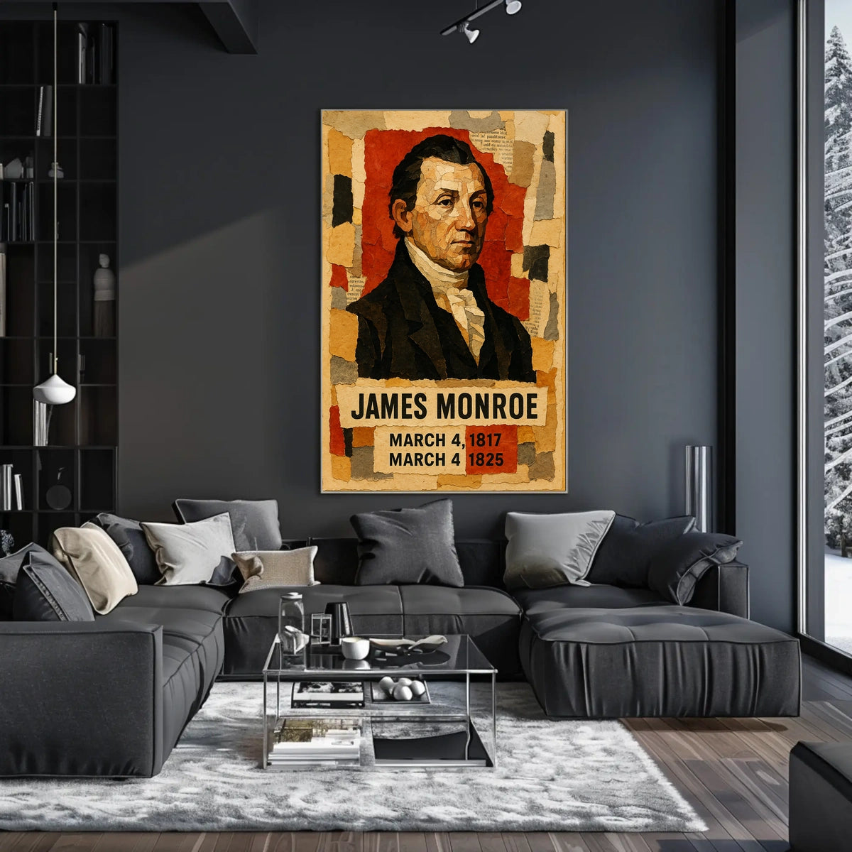 James Monroe 5th President of the United States Layered paper Collage Poster