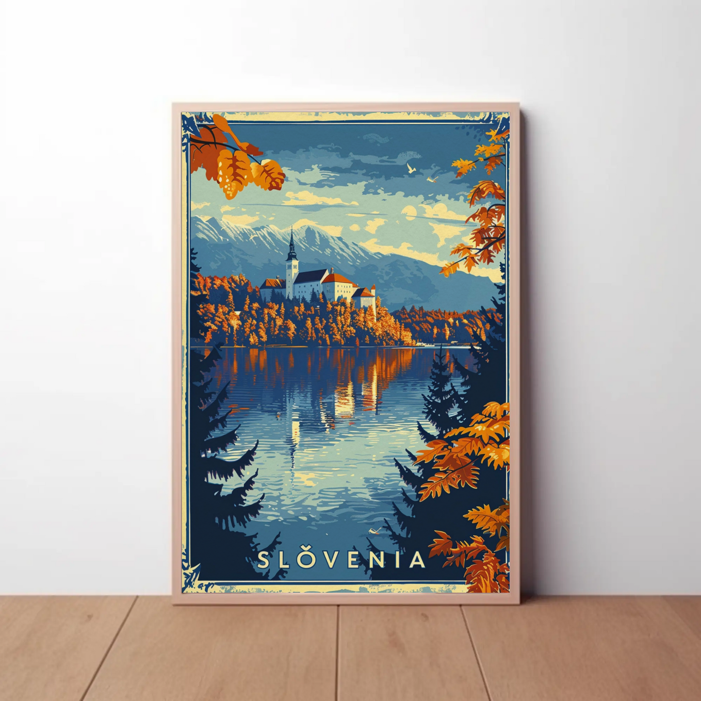 Autumn Lake Bled Slovenia Travel Poster