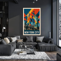 New York City Iconic Landmarks Poster Modern Wall Art