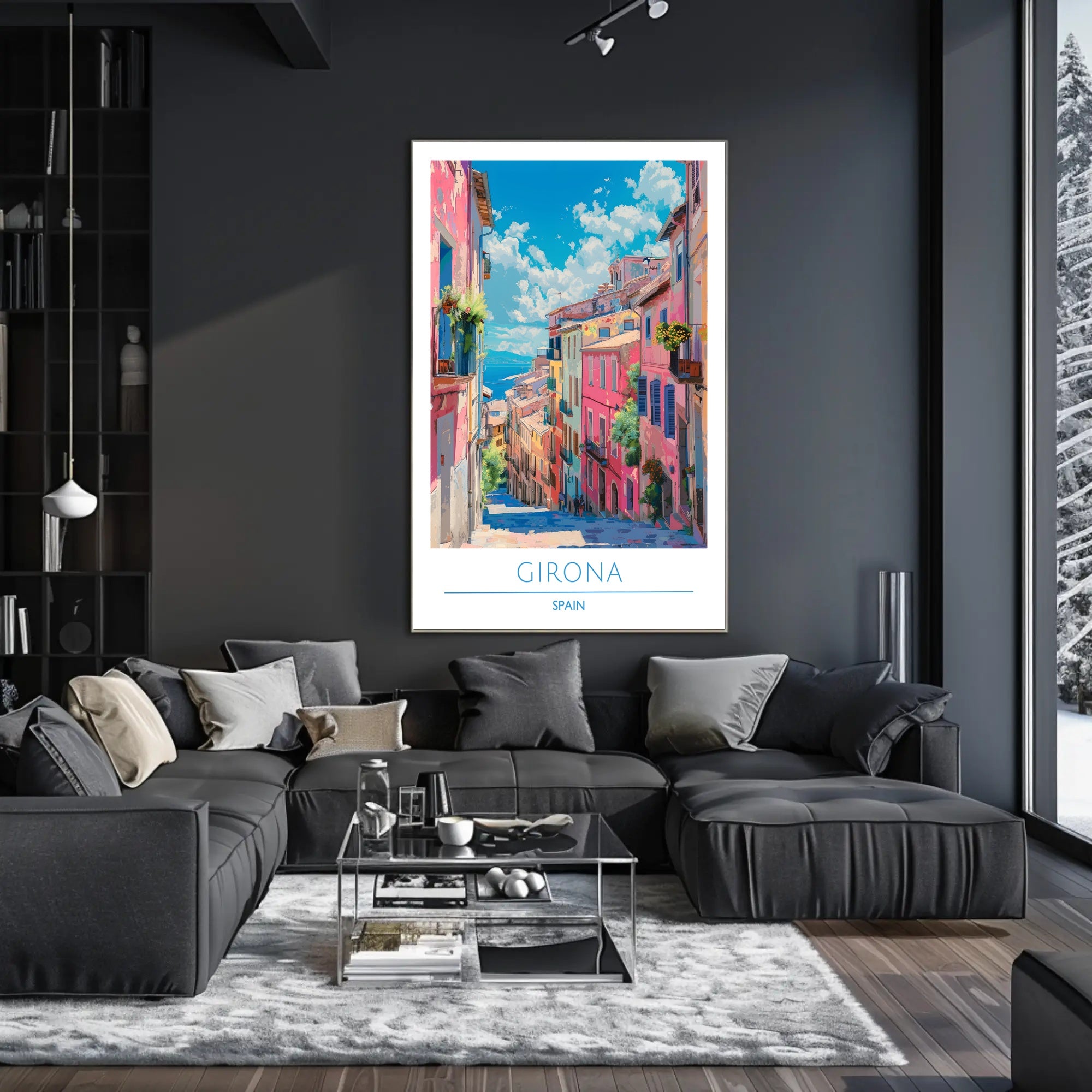 Colorful Streets of Girona Poster