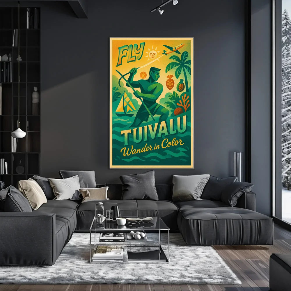 Fly Tuvalu Vintage Travel Poster PosterGoat