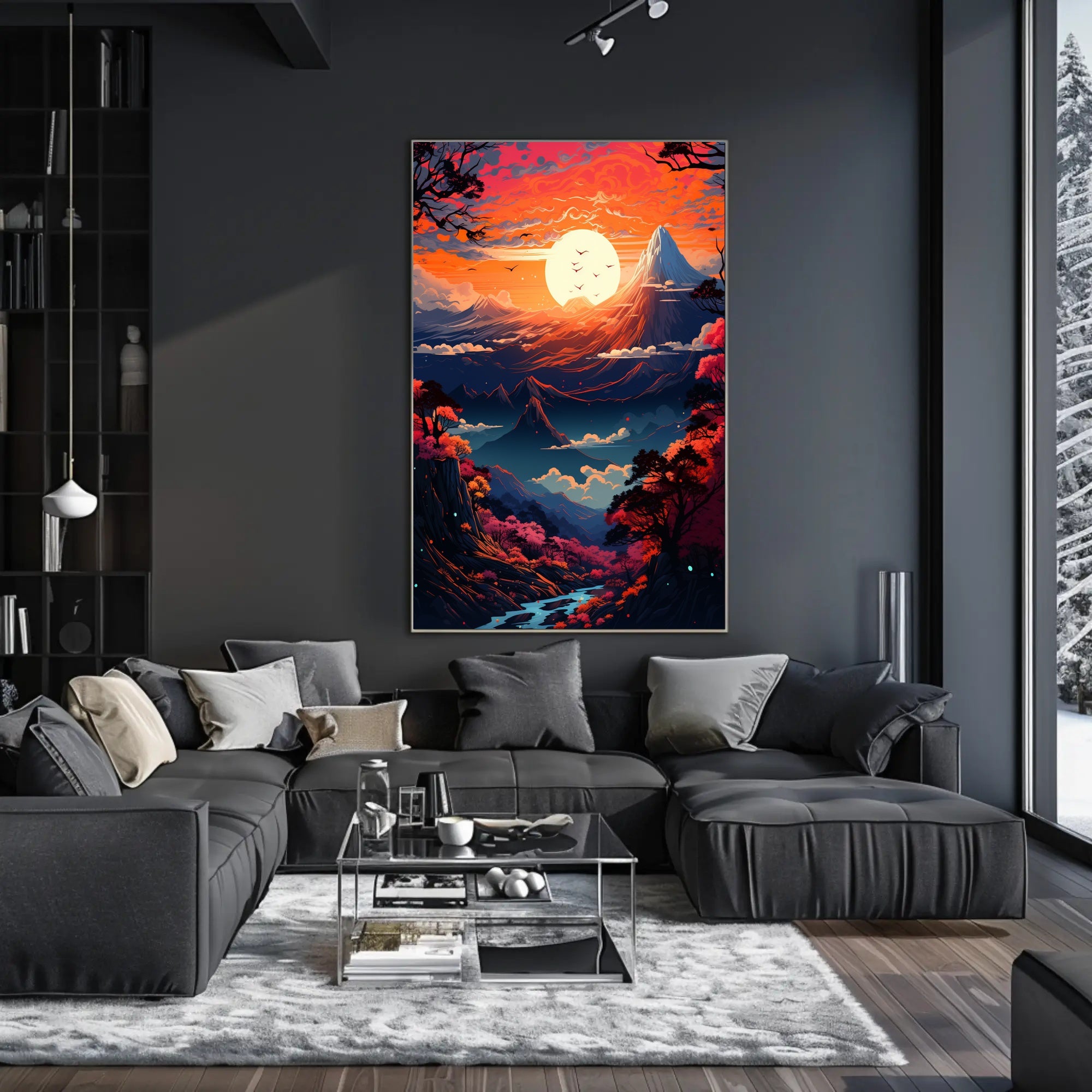 Enchanted Sunset Over Mountains Poster