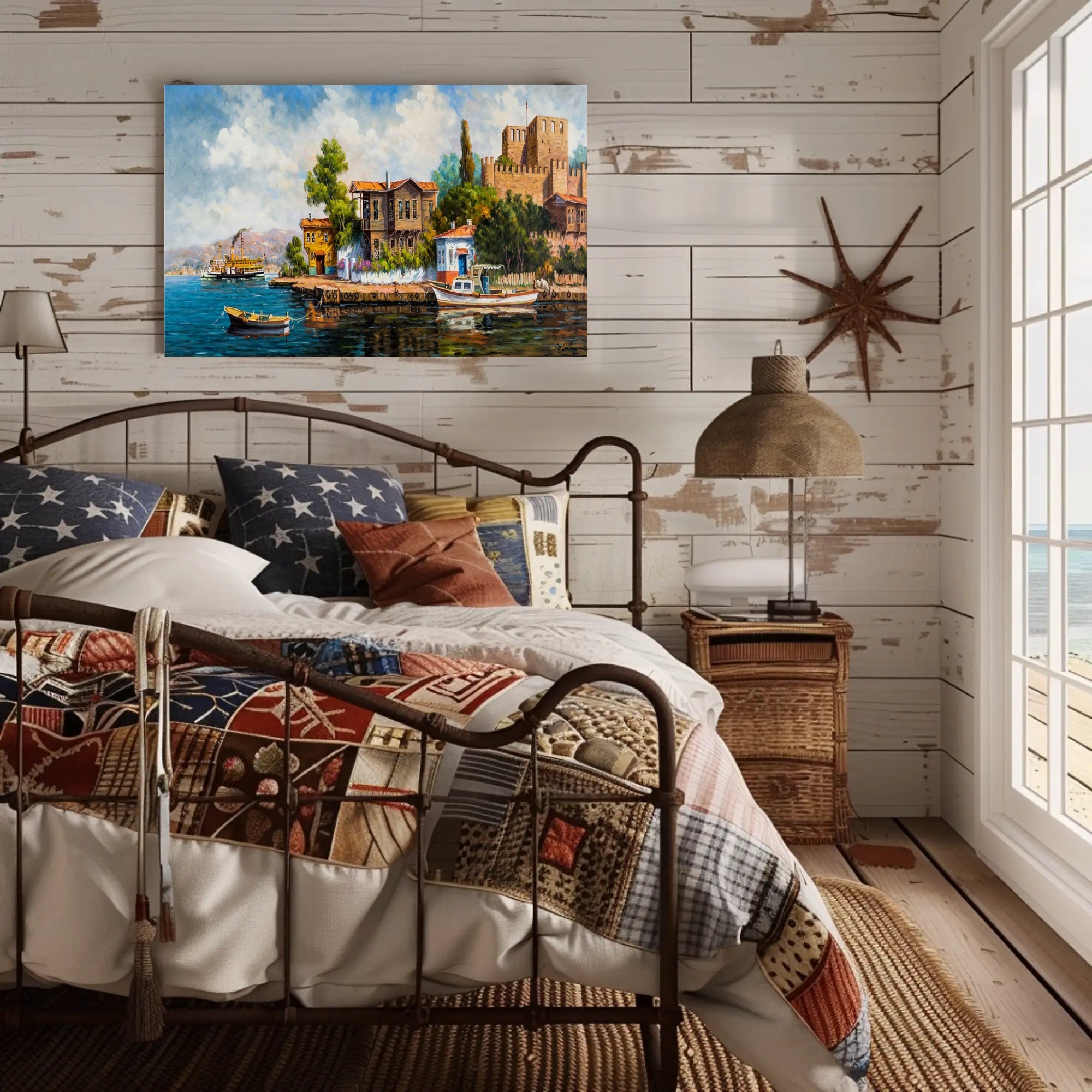 Serene Coastal Village Poster