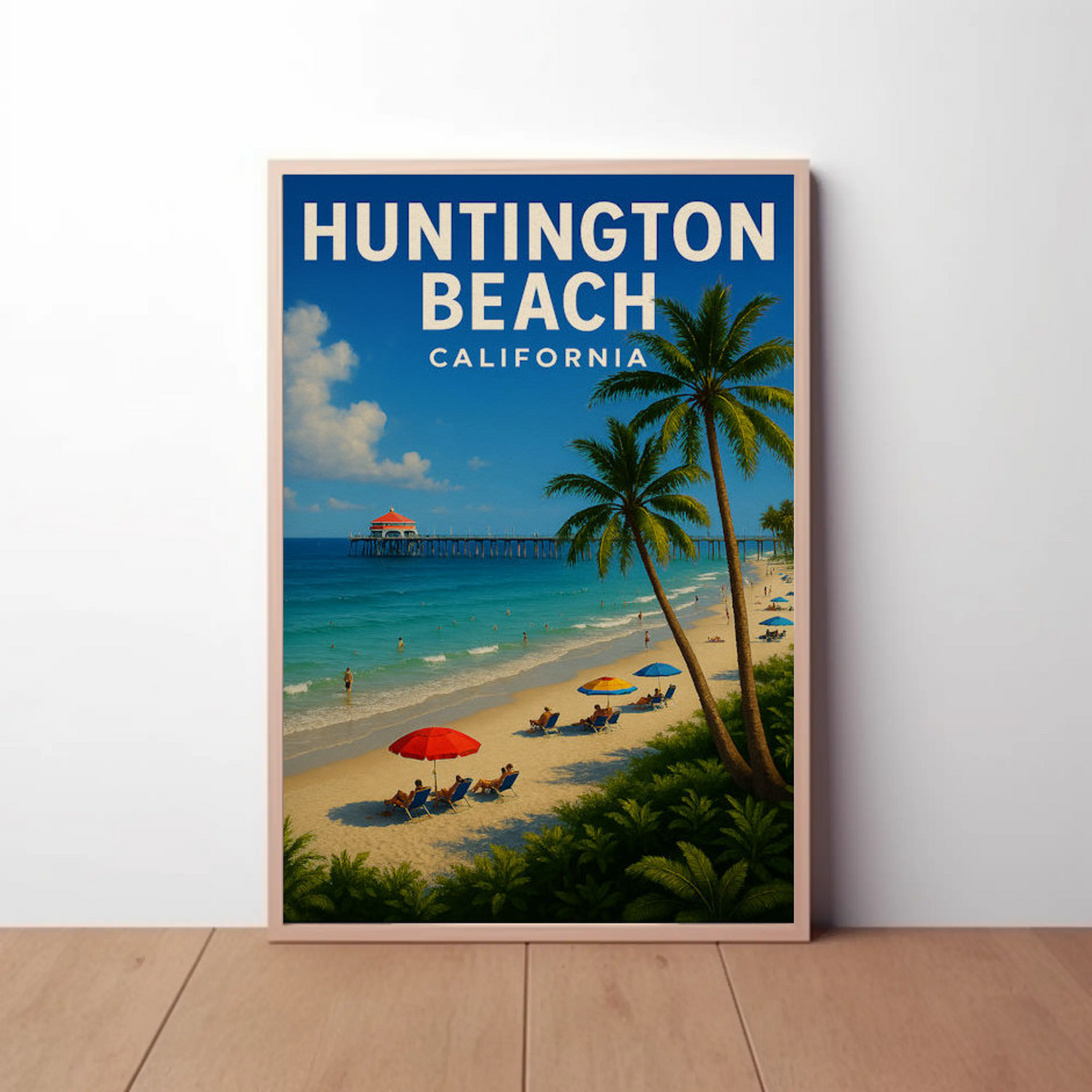 Huntington Beach California Ocean Pier Poster