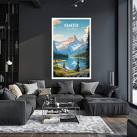 Glacier National Park Travel Poster Vintage Print