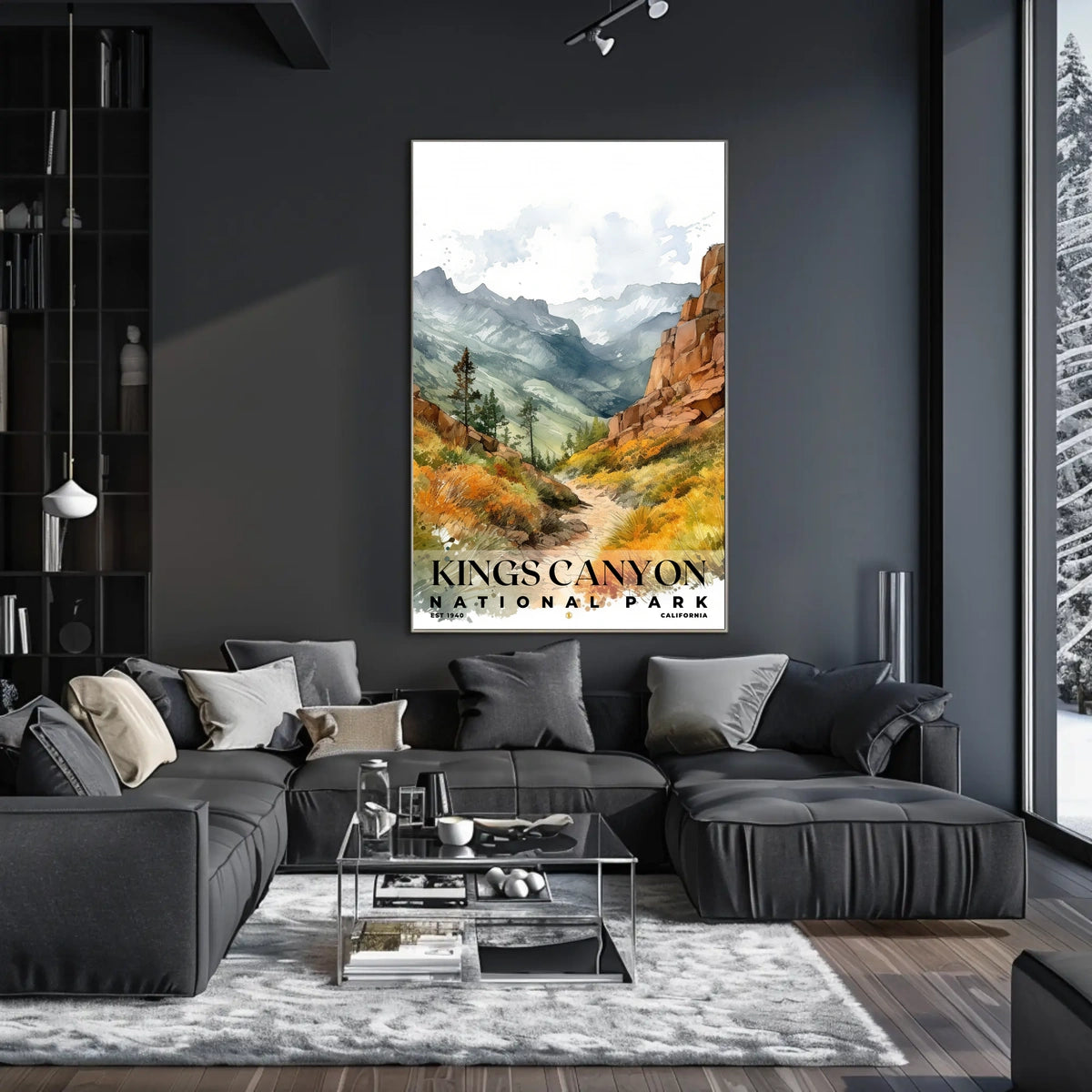 Kings Canyon Watercolor Wall Art Poster