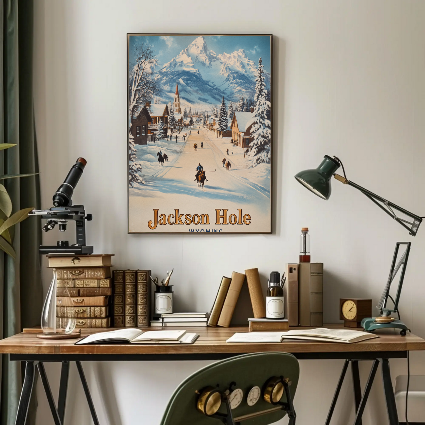 Jackson Hole Wyoming Vintage Poster - Snowy Town