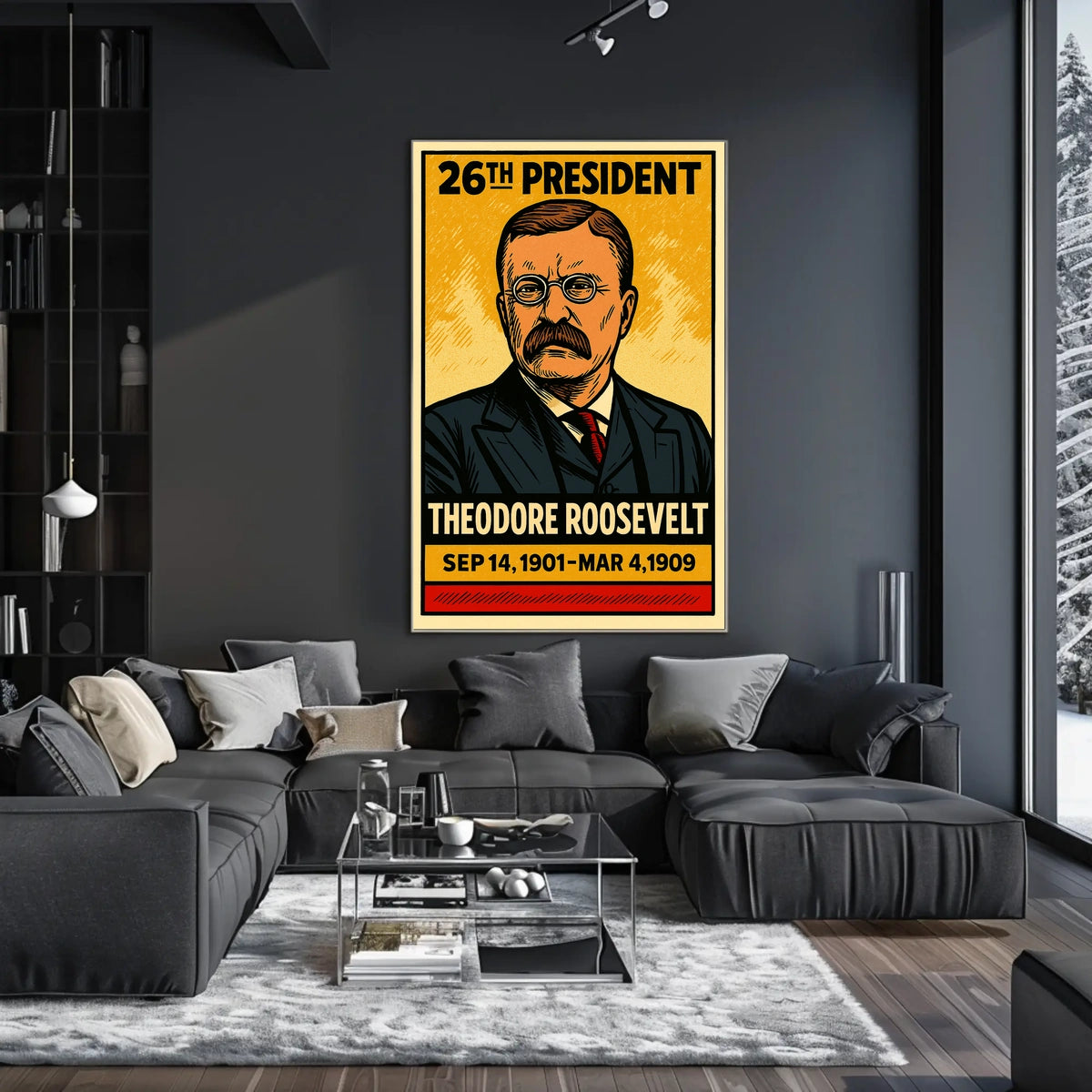 Theodore Roosevelt 26th President of the United States Inked Comic Style Poster
