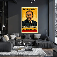 Theodore Roosevelt 26th President of the United States Inked Comic Style Poster