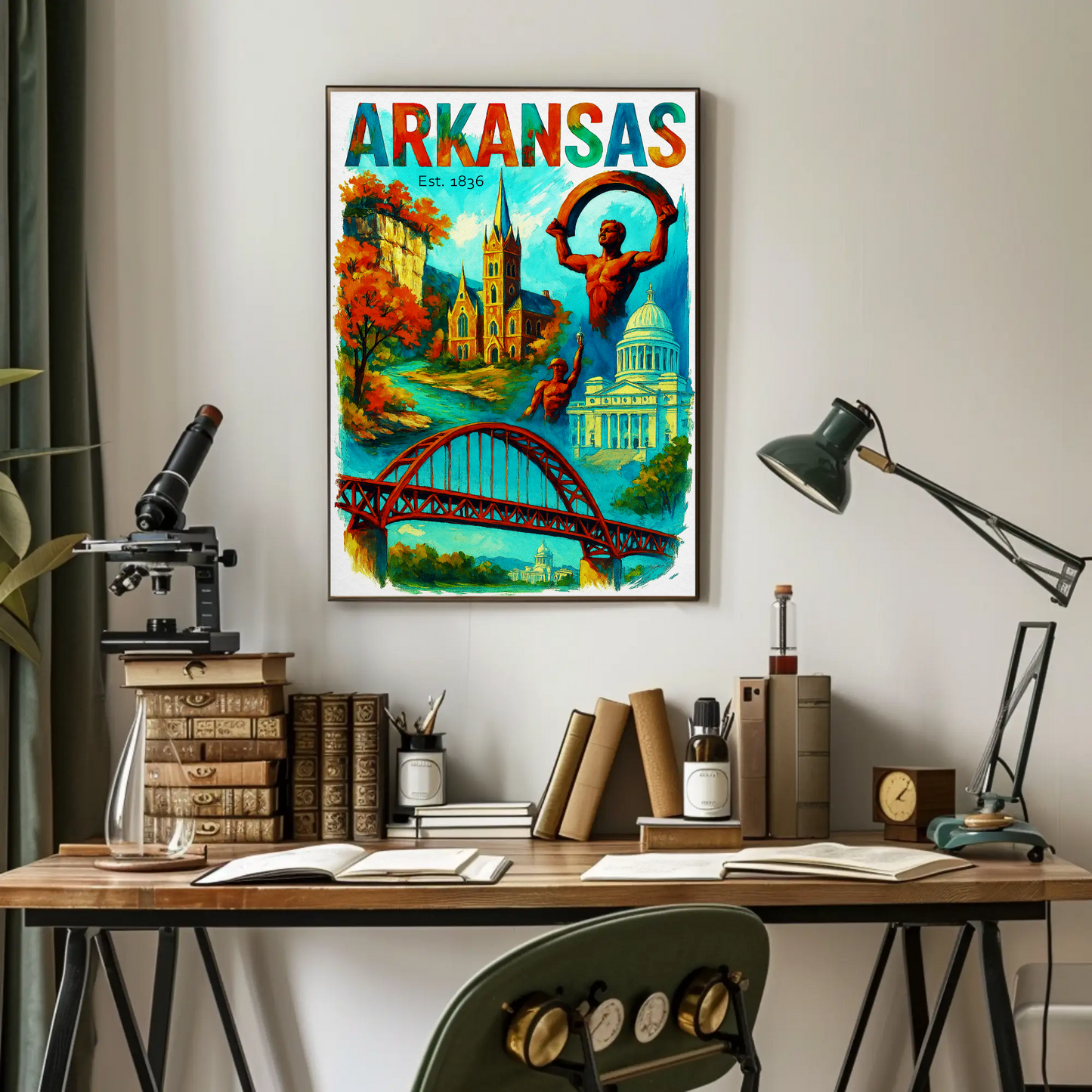 Arkansas Wall Art Vintage Travel Poster