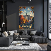 Edinburgh Autumn Cityscape: Vintage Travel Poster