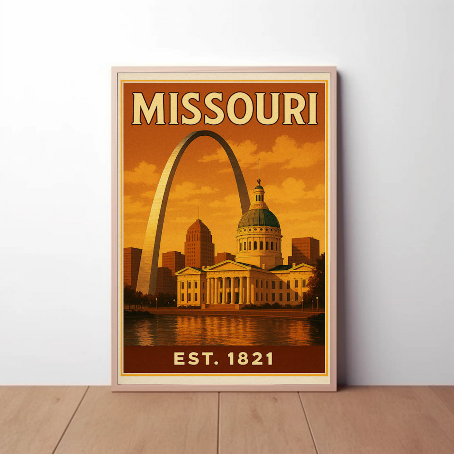 Missouri Capitol Arch Sunset Skyline Poster Poster