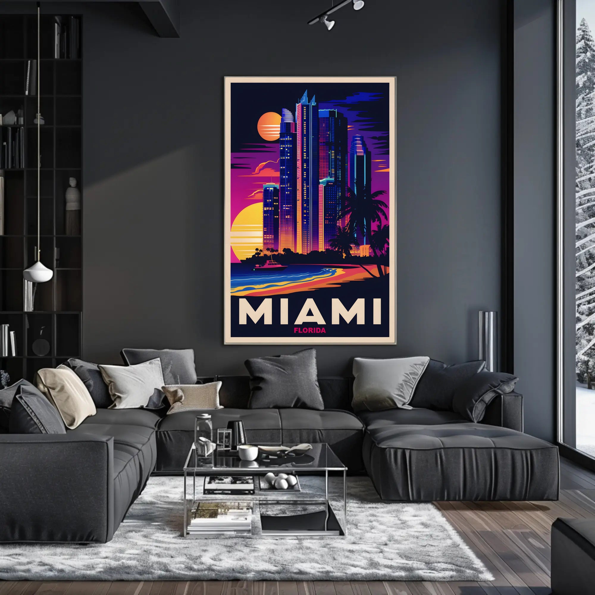 Miami Skyline at Sunset Poster