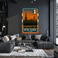 New York City Skyline Poster Vintage Wall Art