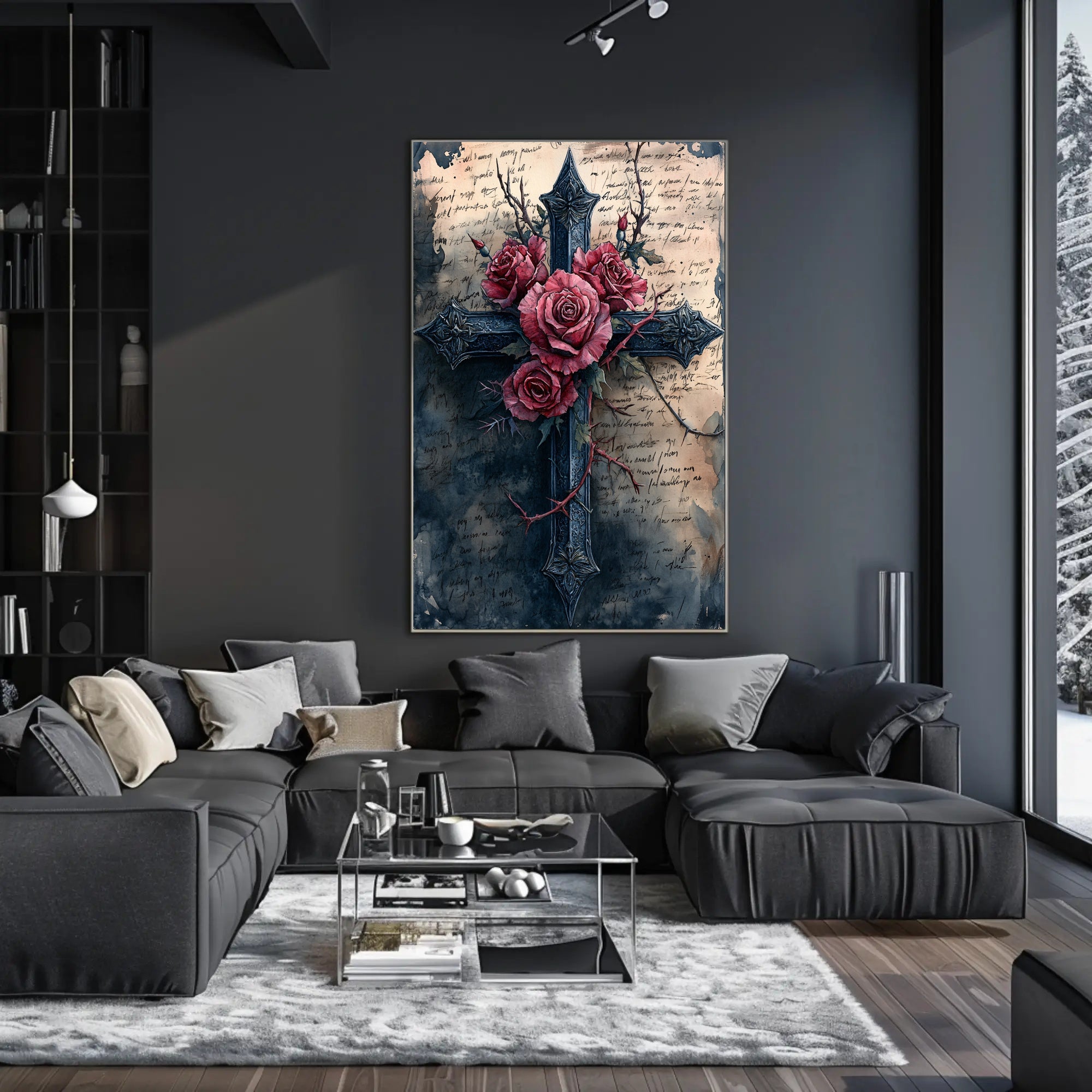 Roses And Cross Poster