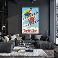 Flexible Flyer Skiing Poster PosterGoat