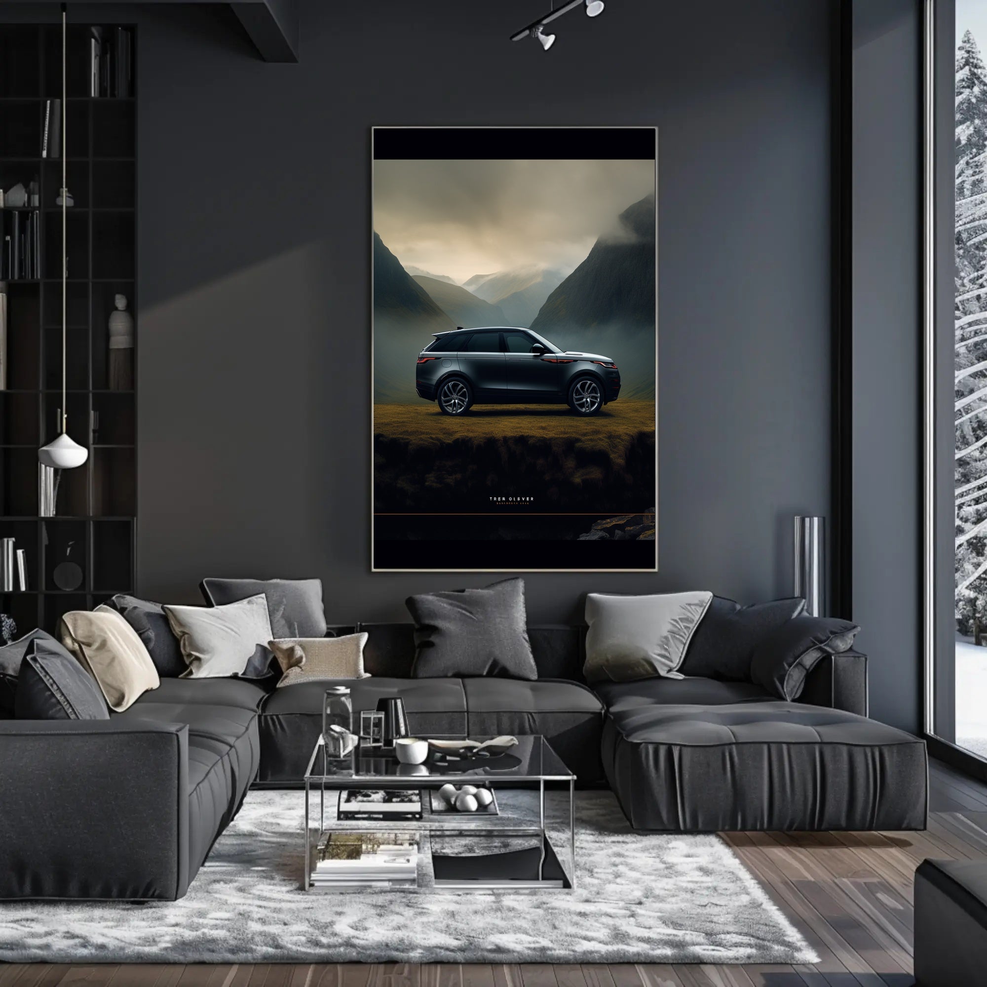 Luxury SUV in Serene Landscape Poster PosterGoat
