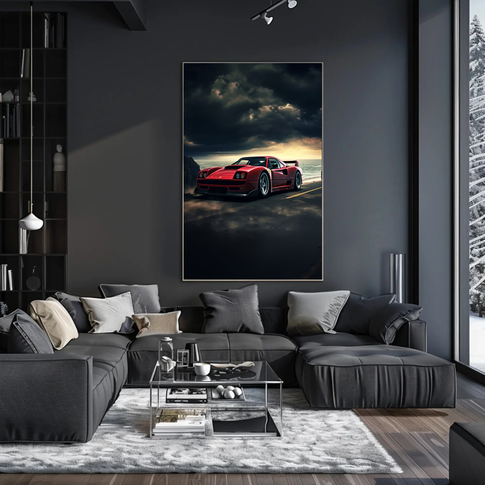 Red Supercar at Sunset Poster PosterGoat