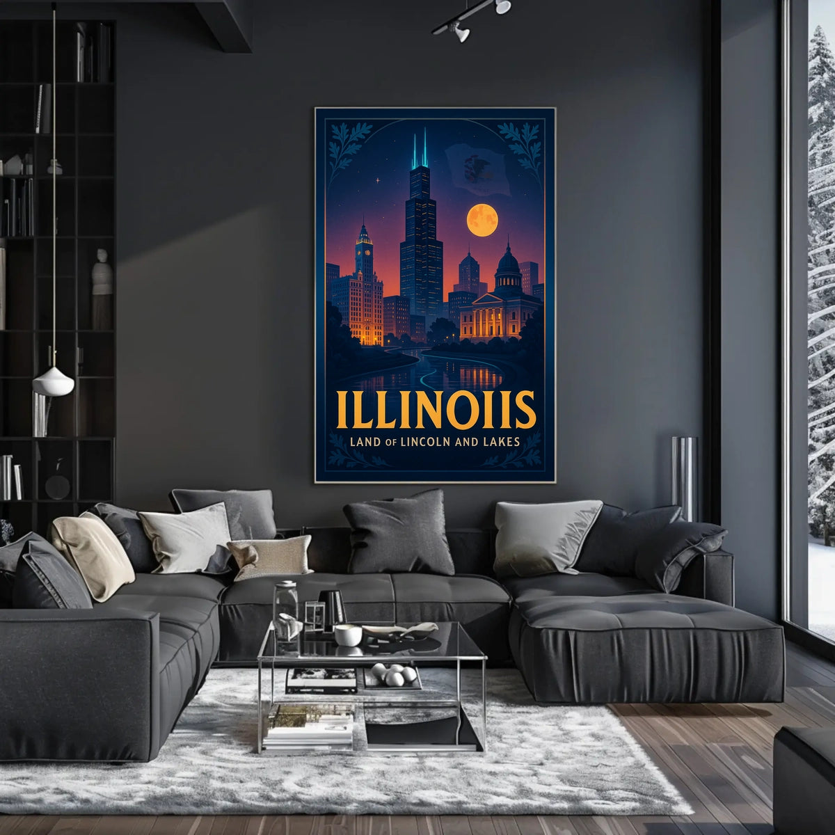Illinois Land of Lincoln and Lakes Poster